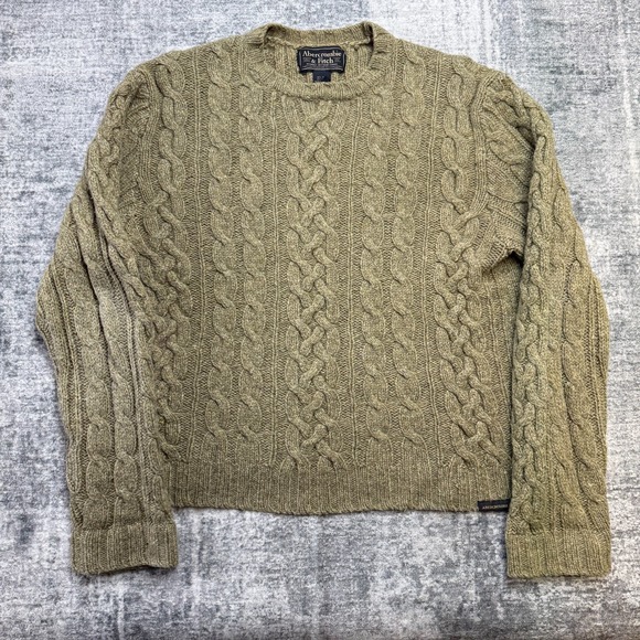 Abercrombie & Fitch Other - VTG Abercrombie & Fitch Sweater Mens Large Hazel Cable Knit Wool Fisherman Y2K